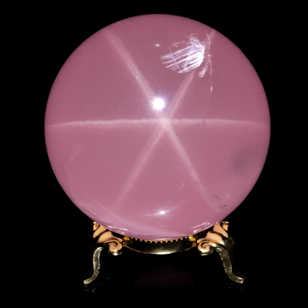 スター ローズクォーツ 丸玉 AAAAA 台座付き マダガスカル産 天然石 1点物 スフィア 紅水晶 パワーストーン