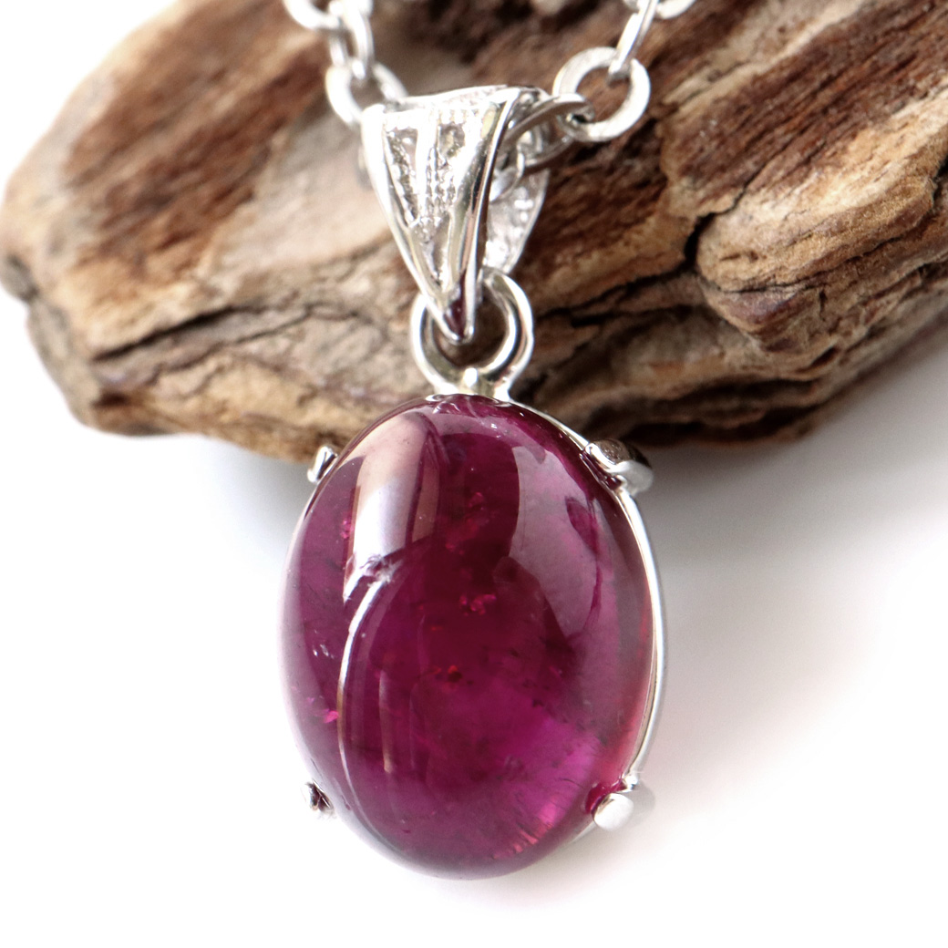 ルベライト レッドトルマリン ネックレス 天然石 ペンダント 10月 誕生石 Silver925 チェーン付き