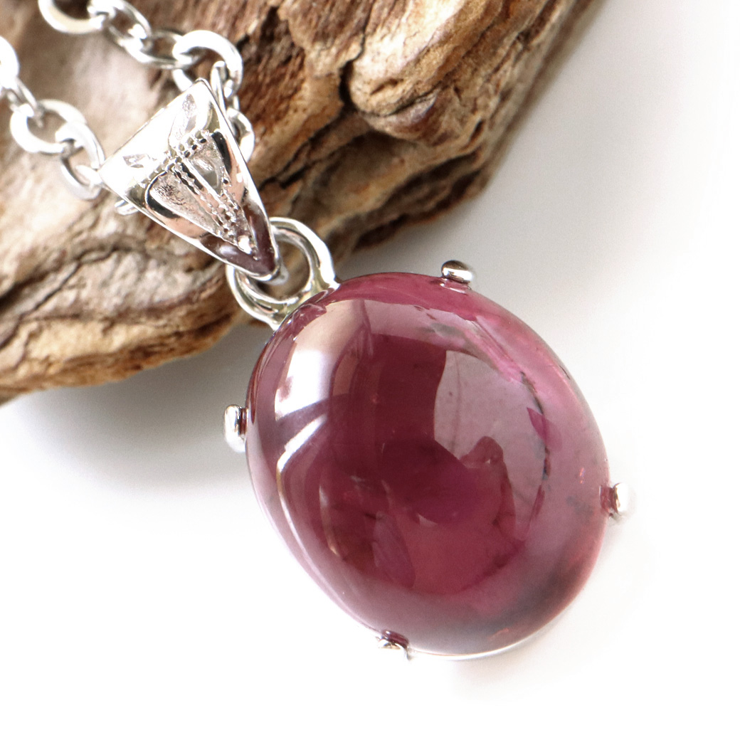 ルベライト レッドトルマリン ネックレス 天然石 ペンダント 10月 誕生石 Silver925 チェーン付き