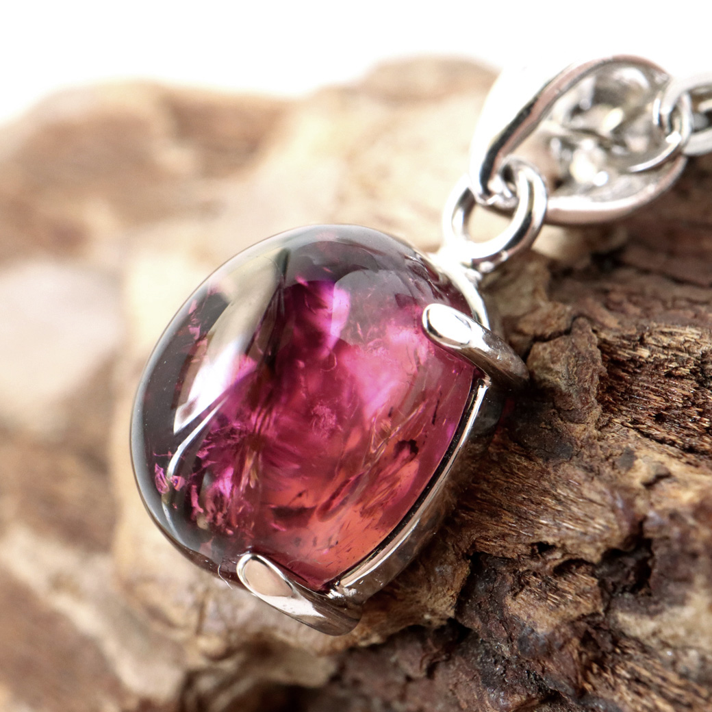 ルベライト レッドトルマリン ネックレス 天然石 ペンダント 10月 誕生石 Silver925 チェーン付き