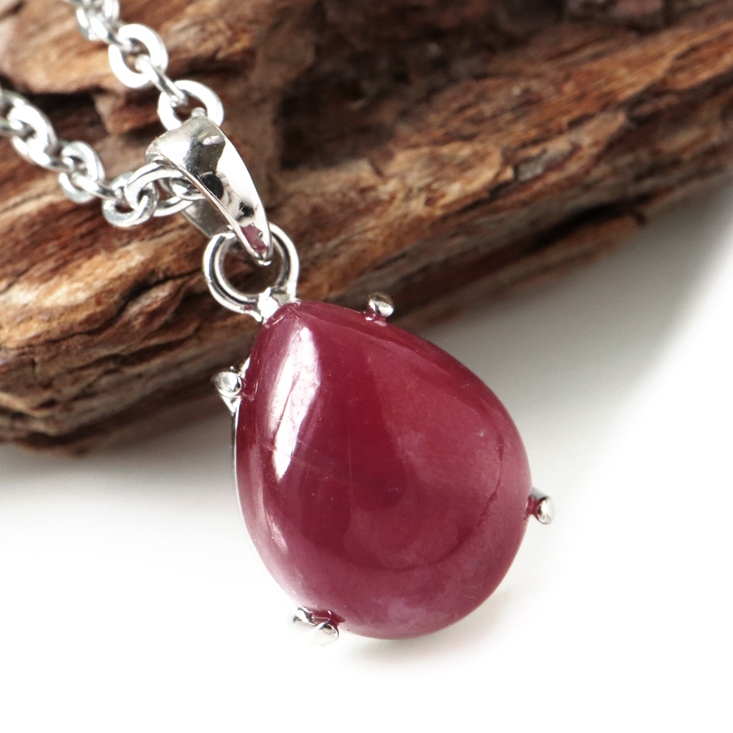 ルビー ペンダント 宝石質 SILVER925 しずく ドロップ ミャンマー産 天然石 1点物 Ruby 7月 誕生石