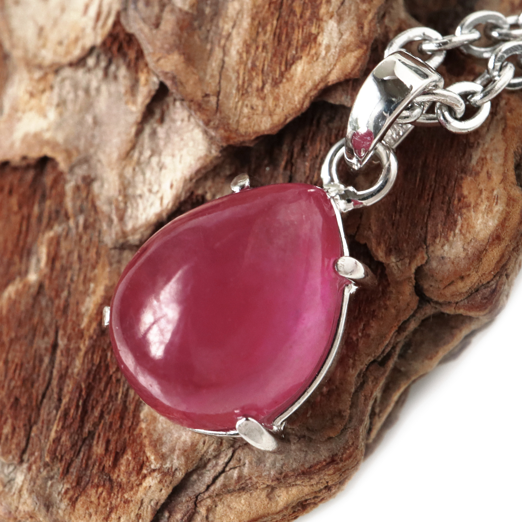 ルビー ペンダント 宝石質 SILVER925 しずく ドロップ ミャンマー産 天然石 1点物 Ruby 7月 誕生石