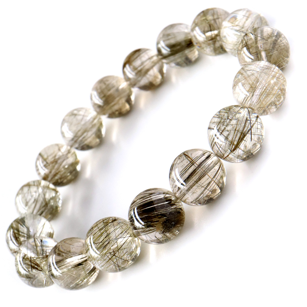 シルバー ルチルクォーツ ブレスレット 12.5mm AAA 天然石 ブラジル産 極上透明 パワーストーン クリスマス