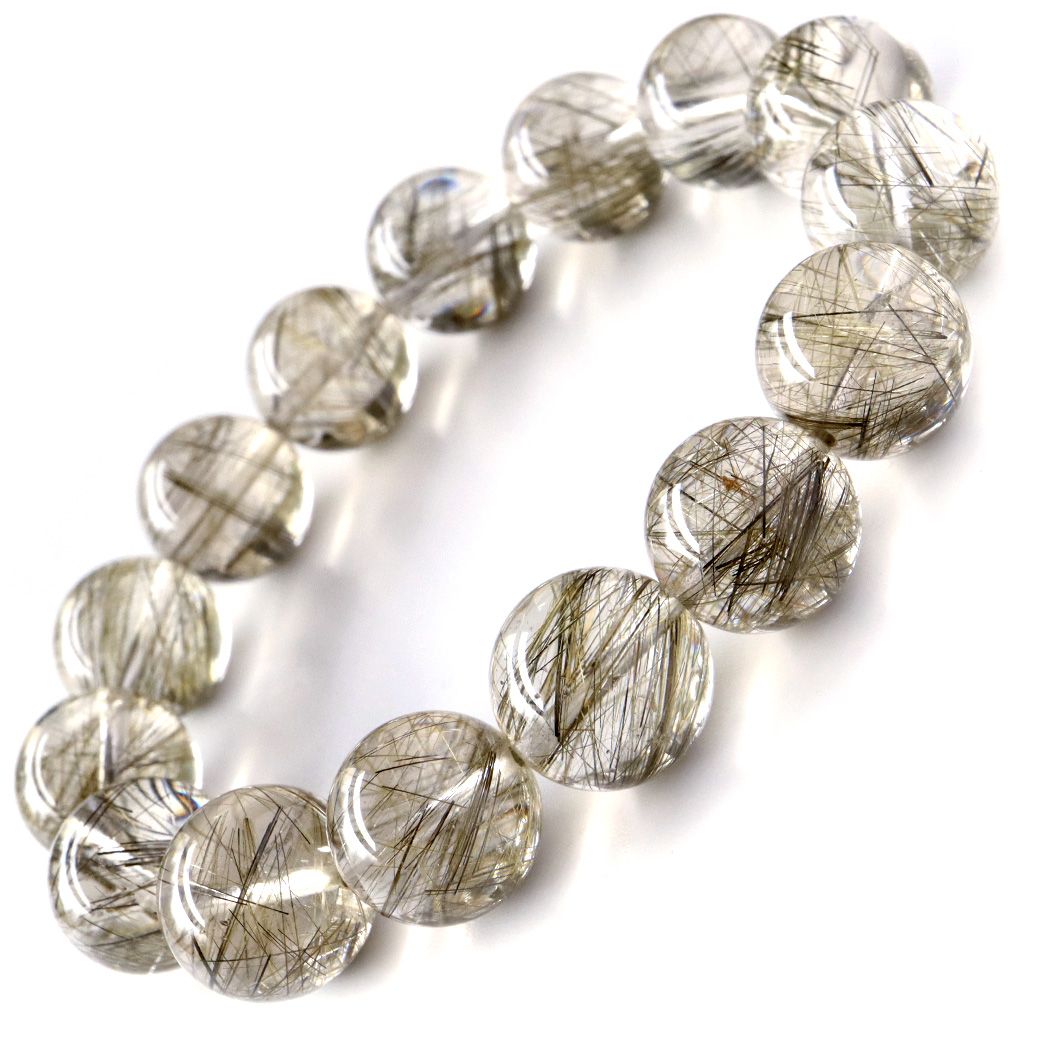 シルバー ルチルクォーツ ブレスレット 14mm AAA 天然石 ブラジル産 極上透明 パワーストーン クリスマス