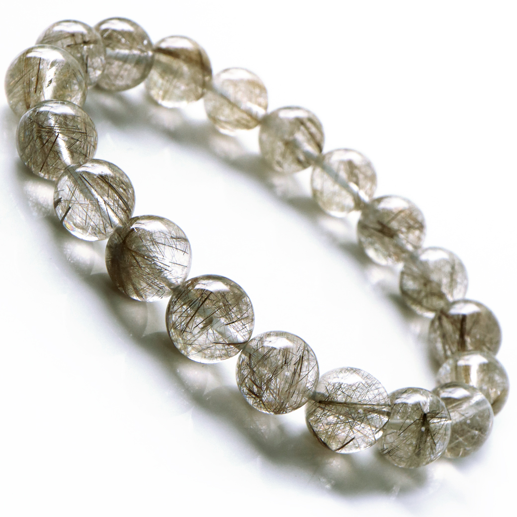 極上品質 高透明 針がびっしり密集 シルバールチルブレスレット11-12mm