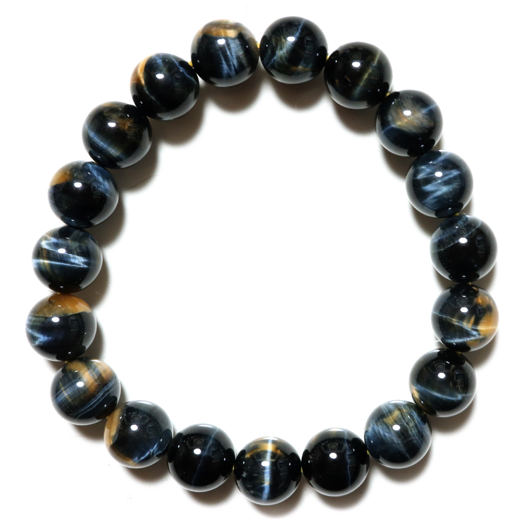 ゴールデンブルー タイガーアイ ブレスレット 10mm AAA キャッツアイ 虎目石 パワーストーン ツートンカラー 天然石 メンズ