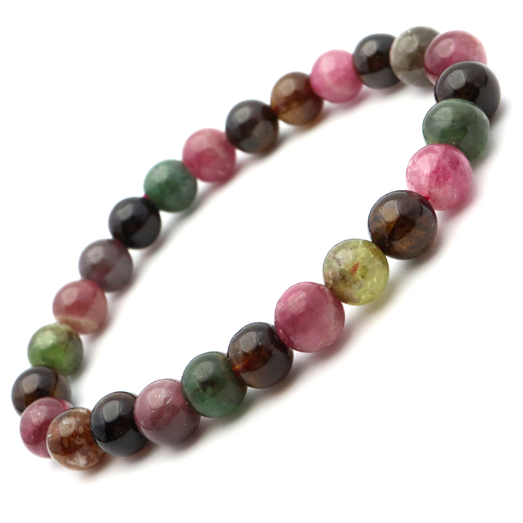 トルマリン ブレスレット 7mm マルチカラー 電気石 天然石 パワーストーン 10月 誕生石