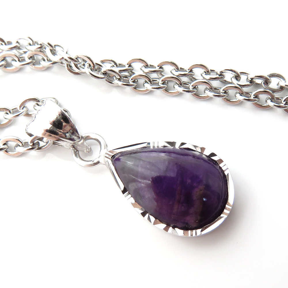 スギライト ペンダント 南アフリカ産 Silver925 ステンレスチェーン付き