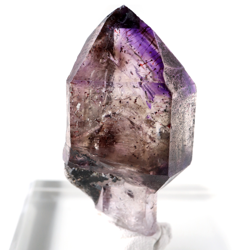 スーパーセブン 水入り 原石 単晶 AAA 天然石 台座付き ブラジル産 水晶 結晶 ポイント アメジスト エレスチャル