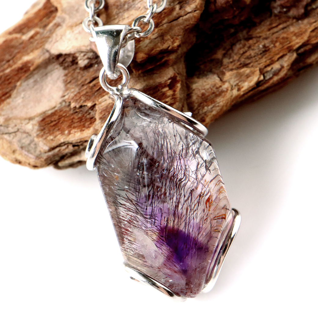 スーパーセブン ネックレス 天然石 ペンダント メンズ レディース Silver925 チェーン付き 1点物