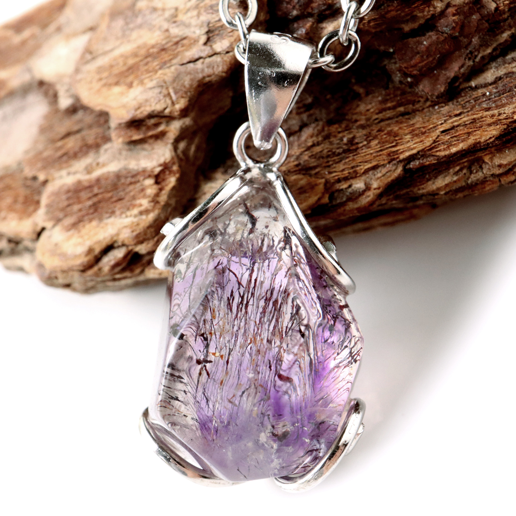 スーパーセブン ネックレス 天然石 ペンダント メンズ レディース Silver925 チェーン付き 1点物