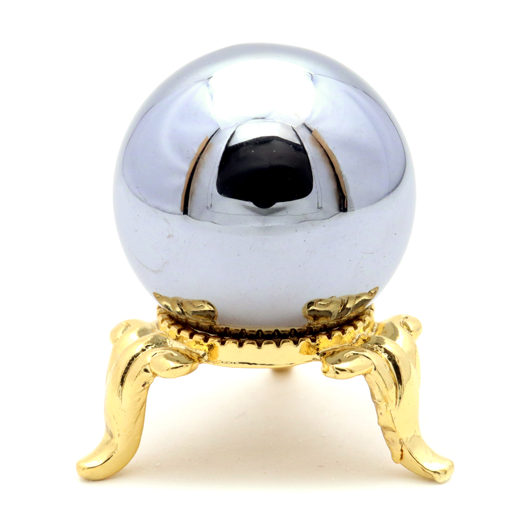 テラヘルツ鉱石 丸玉 直径 約30mm 台座付き 表面つやつや 鏡面仕上げ 高純度 お風呂などに沈めて使える 天然石 パワーストーン