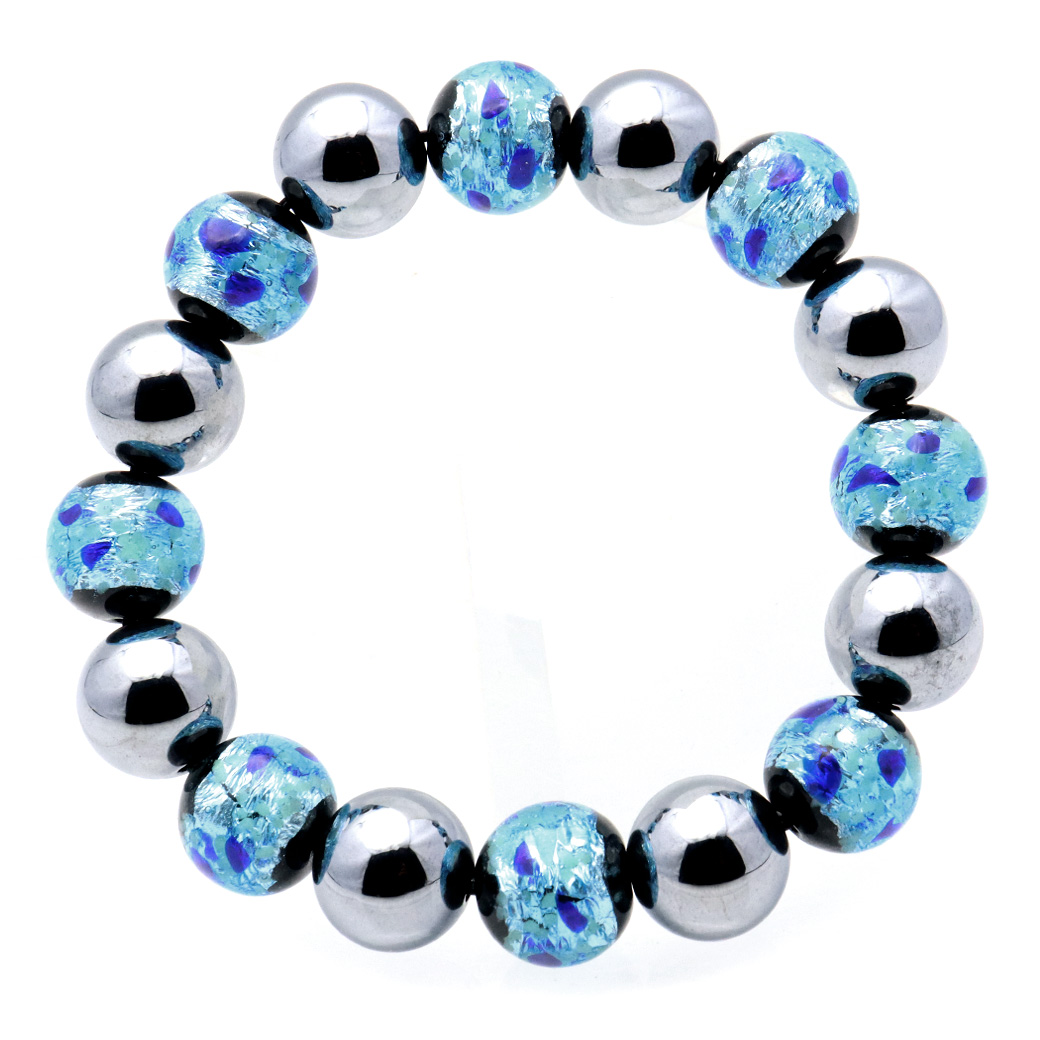 テラヘルツ鉱石 × 夜光 ホタルガラス ブレスレット 12mm 16粒 暗闇で光る パワーストーン