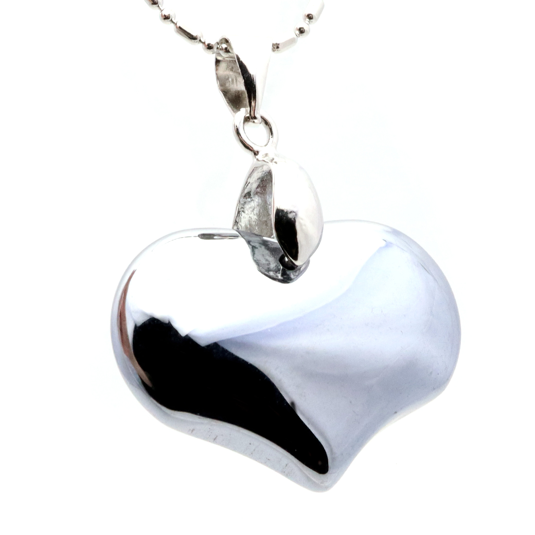 テラヘルツ鉱石 本物 ネックレス ハート かわいい おしゃれ ペンダント レディース 高純度 鏡面仕上げ 効果 健康