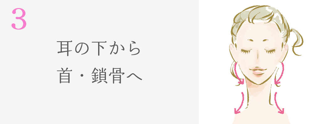 使い方の一例3 耳の下から首と鎖骨へ