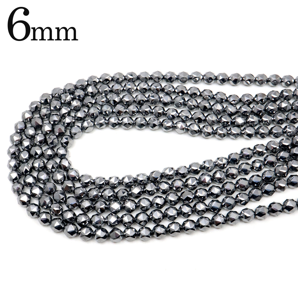 テラヘルツ鉱石 ビーズ パーツ スターカット 6mm 一連 約40cm 美容 健康 Terahertz