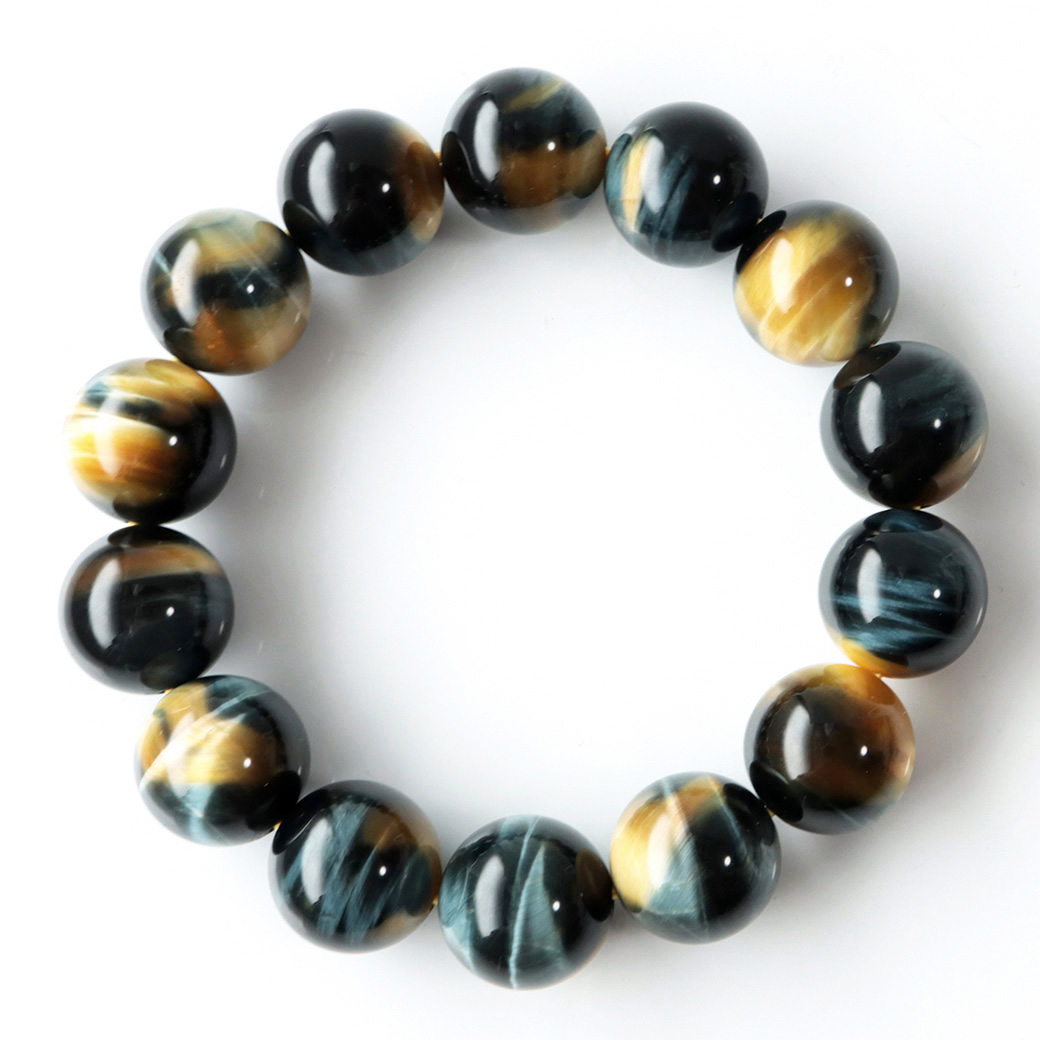 ゴールデンブルー タイガーアイ ブレスレット パワーストーン ツートンカラー