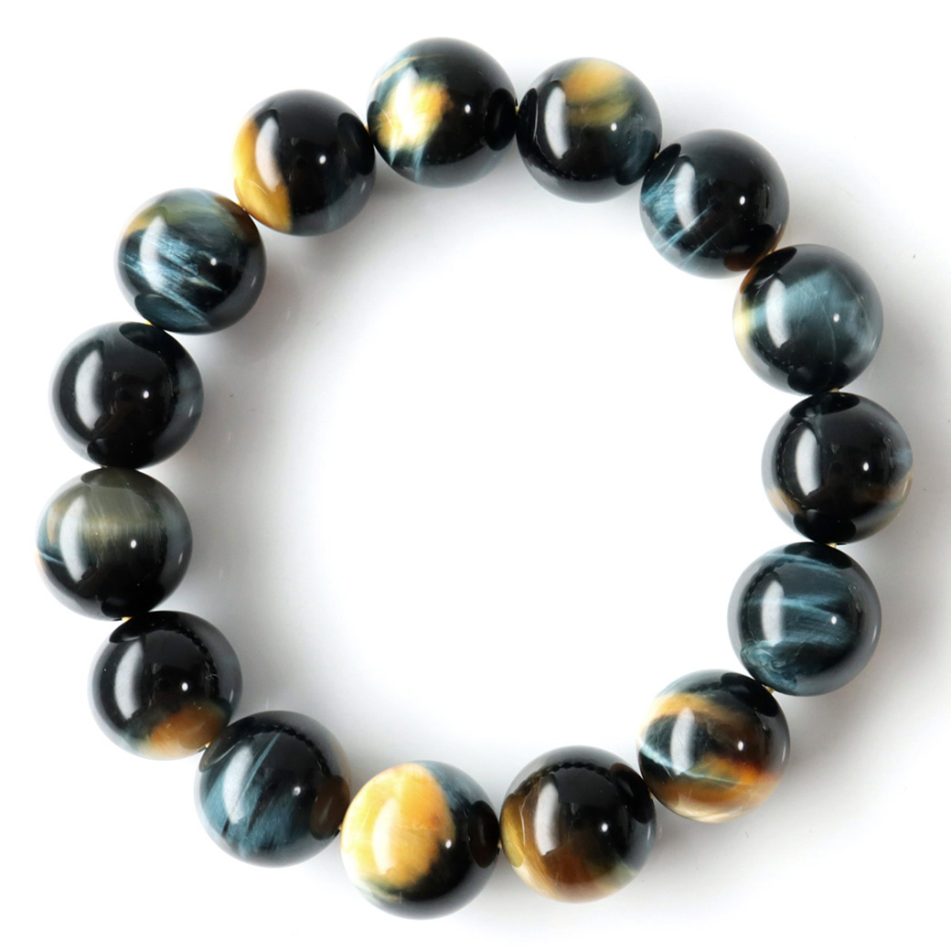 ゴールデンブルー タイガーアイ ブレスレット パワーストーン ツートンカラー
