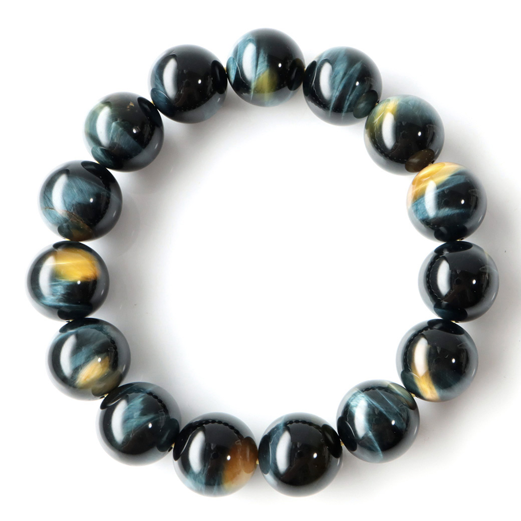 ゴールデンブルー タイガーアイ ブレスレット パワーストーン ツートンカラー