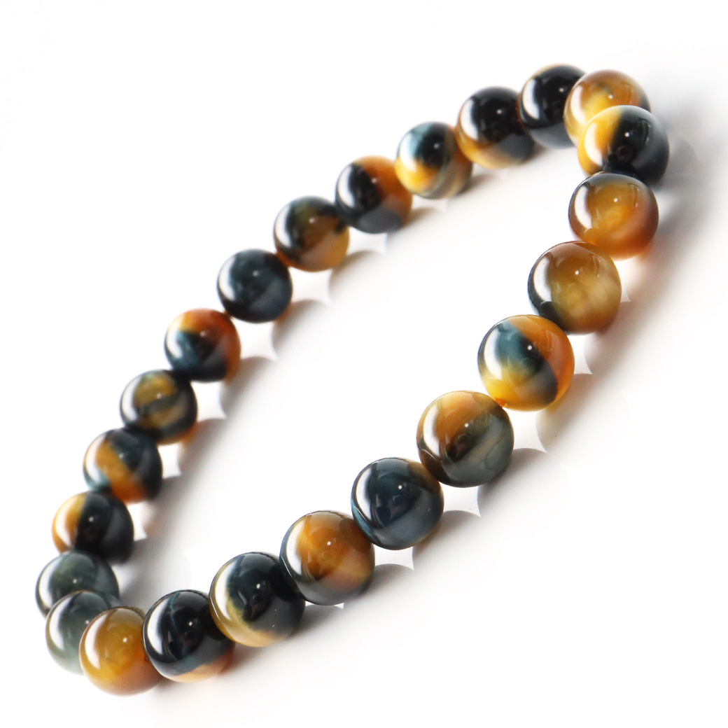 ゴールデンブルー タイガーアイ ブレスレット パワーストーン ツートンカラー