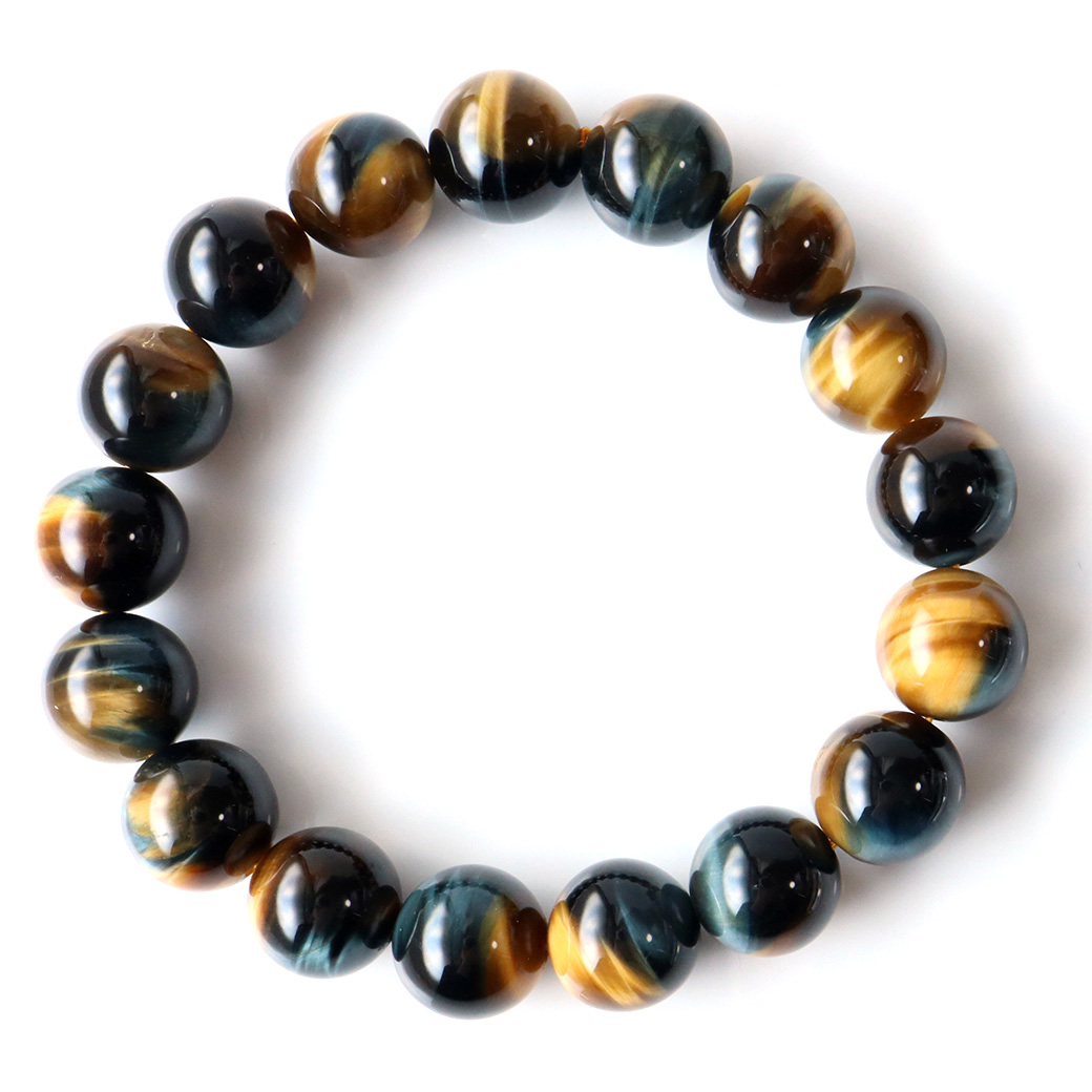 ゴールデンブルー タイガーアイ ブレスレット パワーストーン ツートンカラー