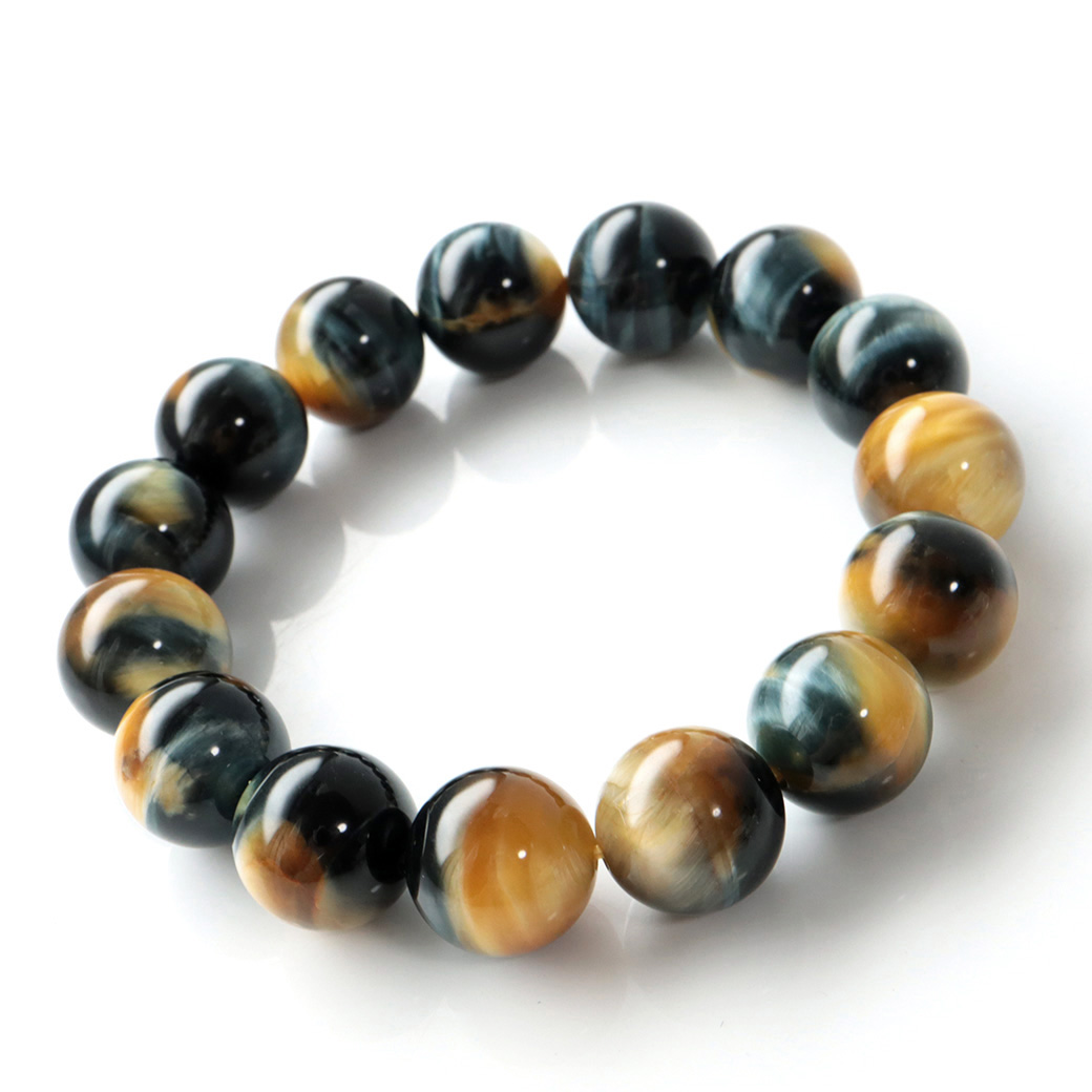 ゴールデンブルー タイガーアイ ブレスレット パワーストーン ツートンカラー