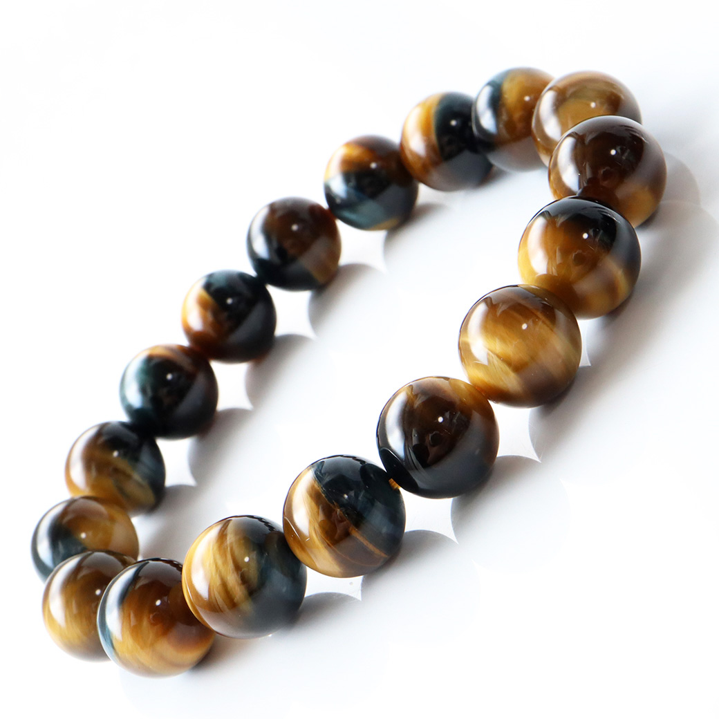 ゴールデンブルー タイガーアイ ブレスレット パワーストーン ツートンカラー