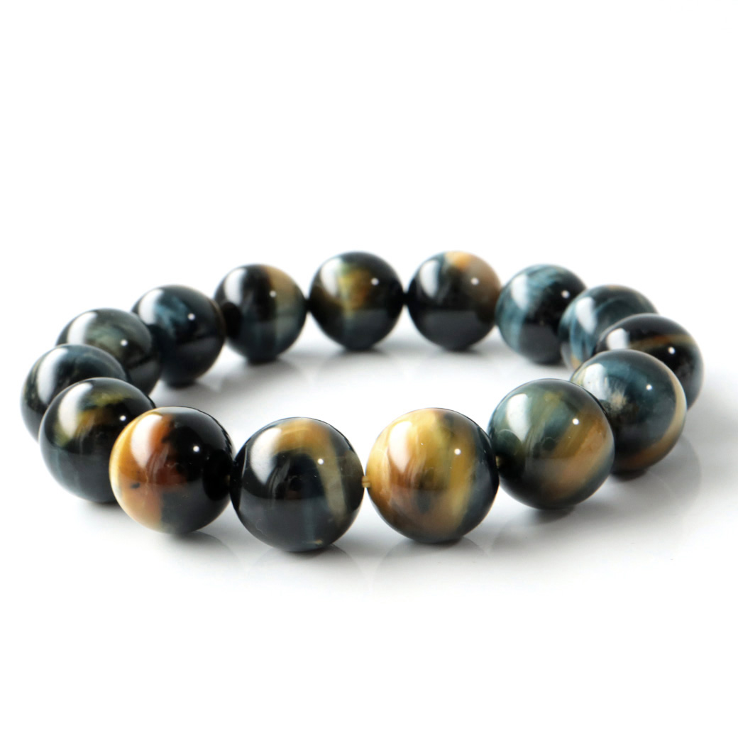 ゴールデンブルー タイガーアイ ブレスレット パワーストーン ツートンカラー