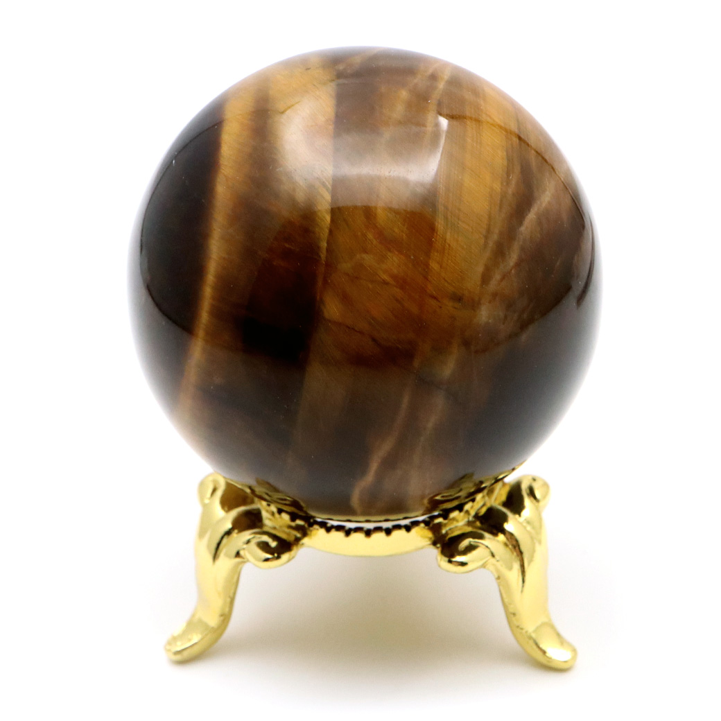 タイガーアイ 丸玉 40mm 虎目石 台座付き スフィア 天然石 パワーストーン