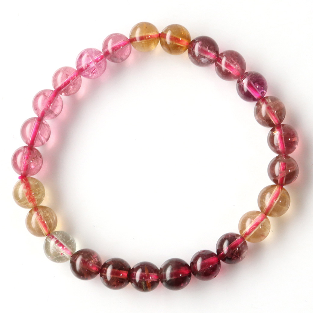 トルマリン マルチカラー AAA ブレスレット 高品質 透明感あり パワーストーン 1点物