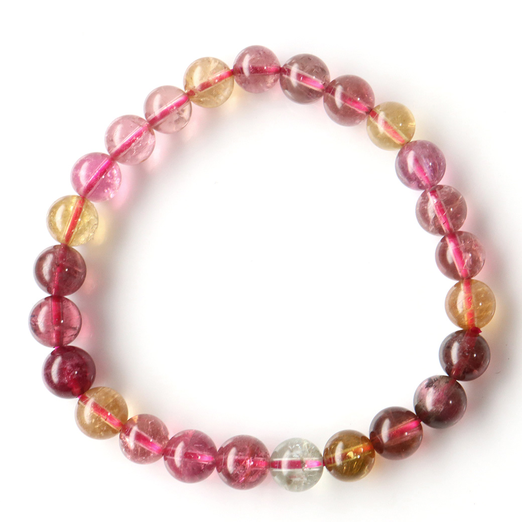 トルマリン マルチカラー AAA ブレスレット 高品質 透明感あり パワーストーン 1点物