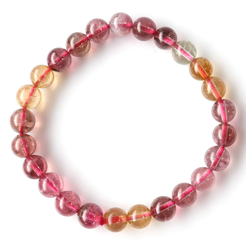 トルマリン マルチカラー AAA ブレスレット 高品質 透明感あり パワーストーン 1点物