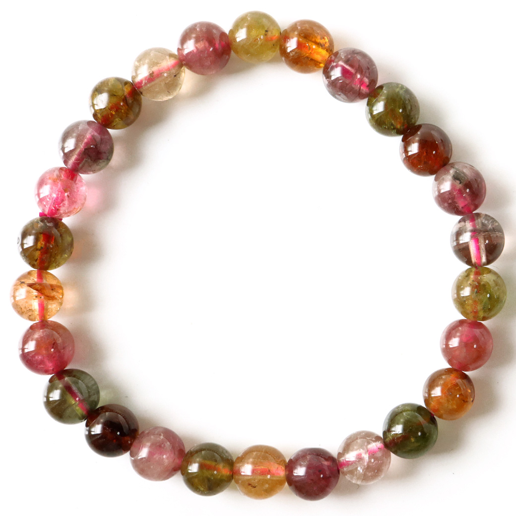 トルマリン マルチカラー AA ブレスレット 7mm 高品質 透明感あり パワーストーン 1点物