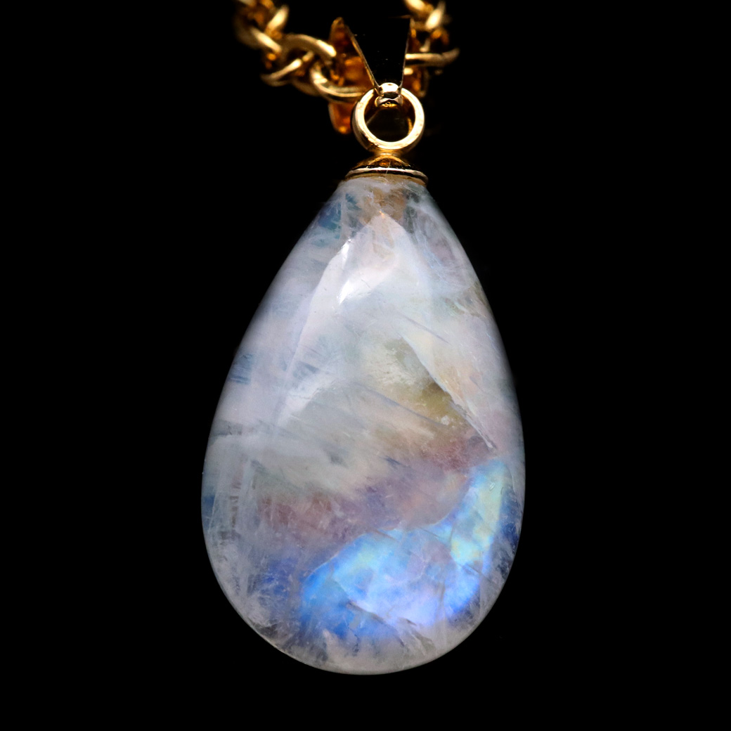 ムーンストーン ネックレス しずく ドロップ 6月 誕生石 天然石 レインボー ムーンストーン ペンダント 長石 moonstone