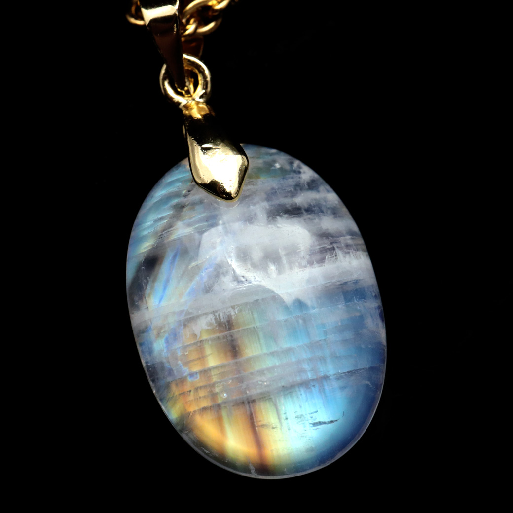 ムーンストーン ネックレス しずく ドロップ 6月 誕生石 天然石 レインボー ムーンストーン ペンダント 長石 moonstone