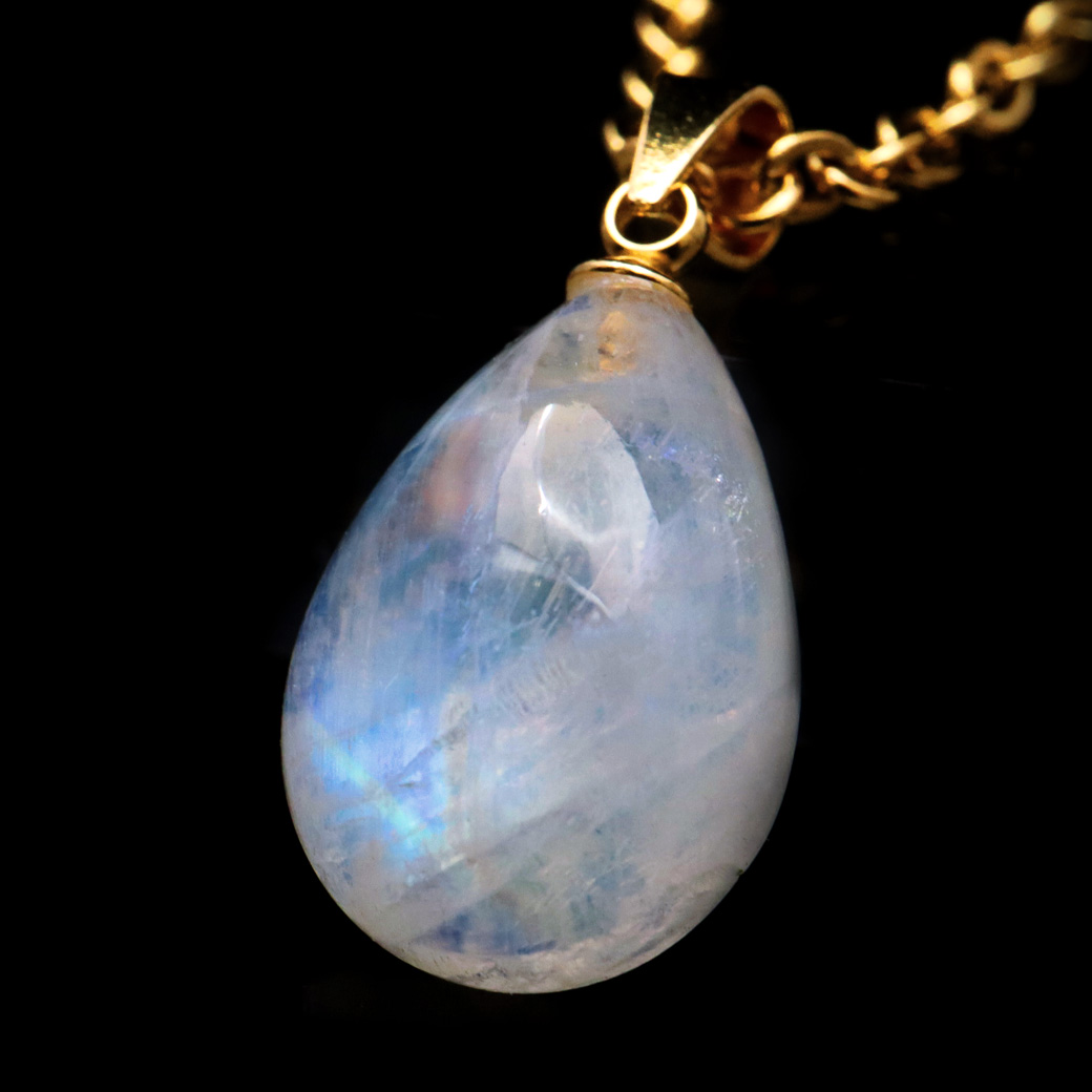 ムーンストーン ネックレス しずく ドロップ 6月 誕生石 天然石 レインボー ムーンストーン ペンダント 長石 moonstone