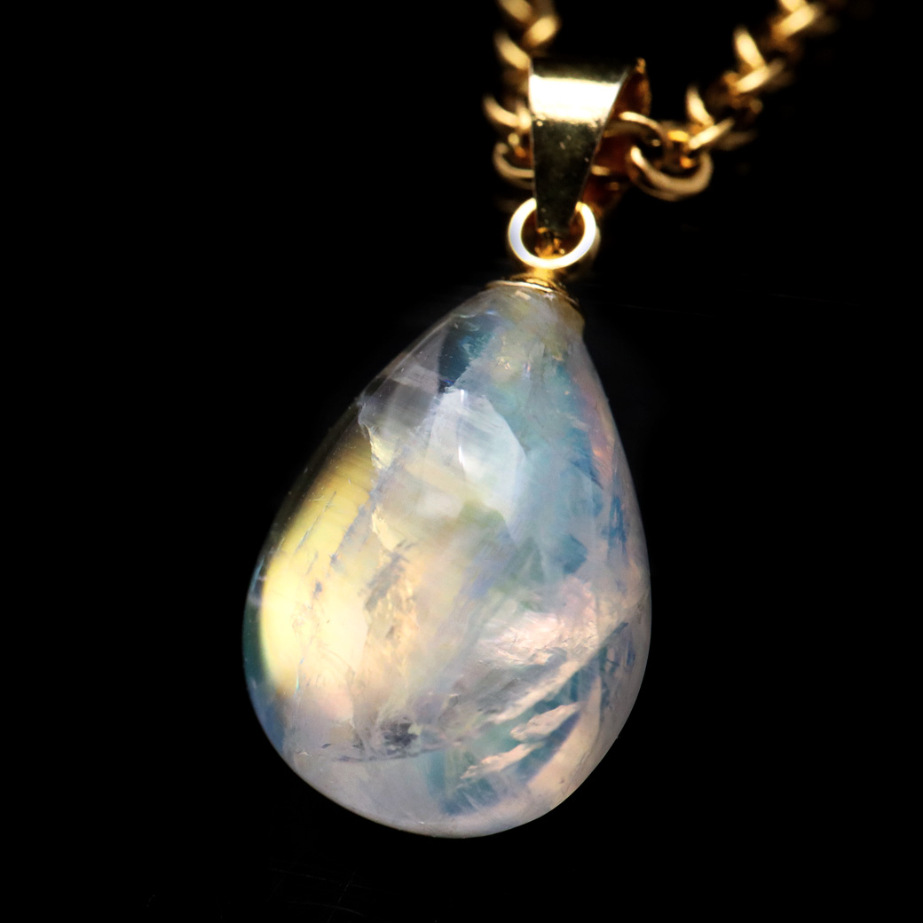 ムーンストーン ネックレス しずく ドロップ 6月 誕生石 天然石 レインボー ムーンストーン ペンダント 長石 moonstone