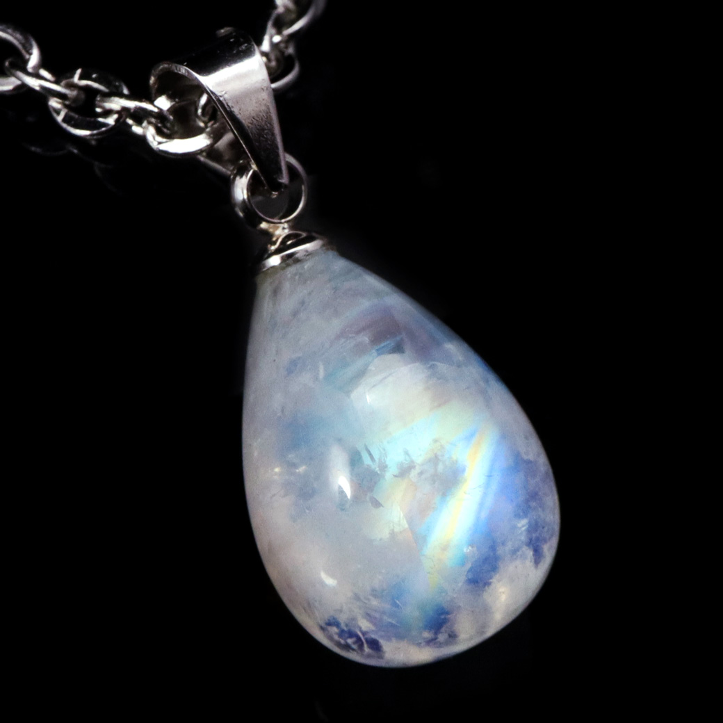 ムーンストーン ネックレス しずく ドロップ 6月 誕生石 天然石 レインボー ムーンストーン ペンダント 長石 moonstone