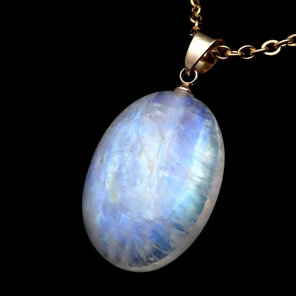ムーンストーン ネックレス 6月 誕生石 天然石 レインボー ムーンストーン ペンダント 長石 moonstone 1点物