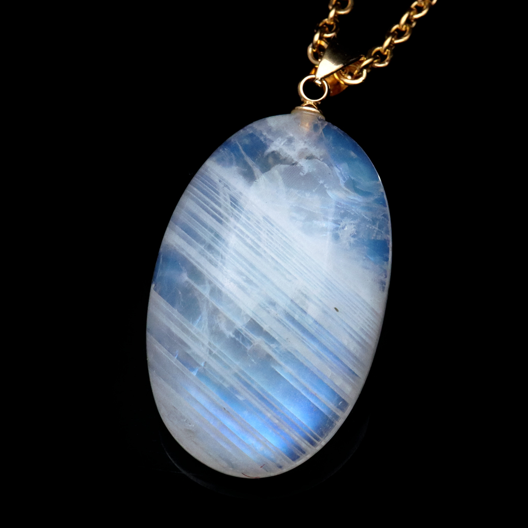 ムーンストーン ネックレス 6月 誕生石 天然石 レインボー ムーンストーン ペンダント 長石 moonstone 1点物