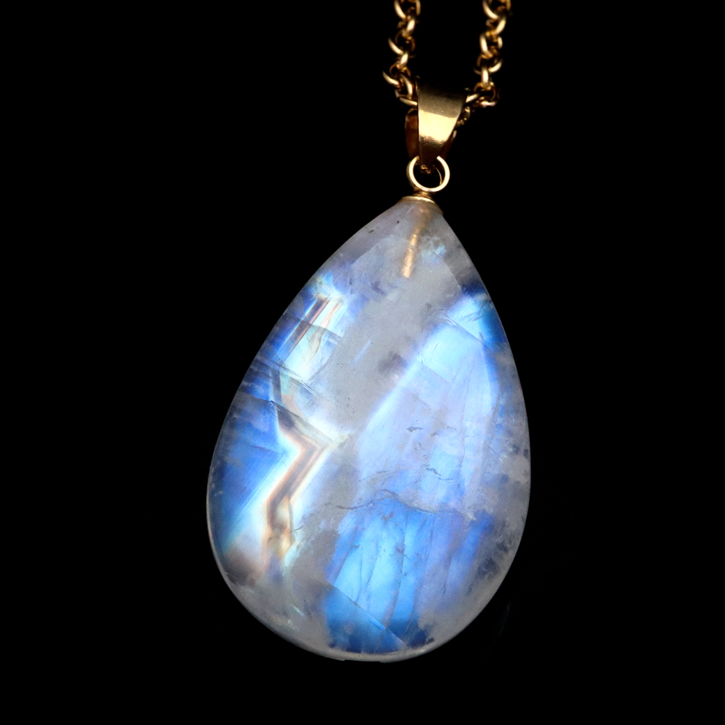 ムーンストーン ネックレス 6月 誕生石 天然石 レインボー ムーンストーン ペンダント 長石 moonstone 1点物