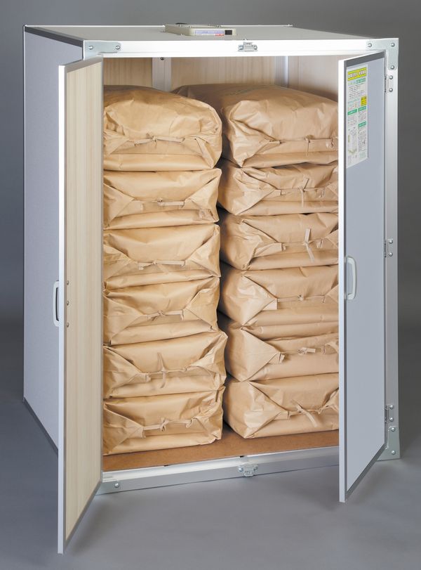 総桐米保管庫 除湿換気ファンタイプFN-06ライトグレー （玄米6俵・30kg×12袋）防湿防カビ効果・桐天然木使用・頑丈な日本製・組立簡単