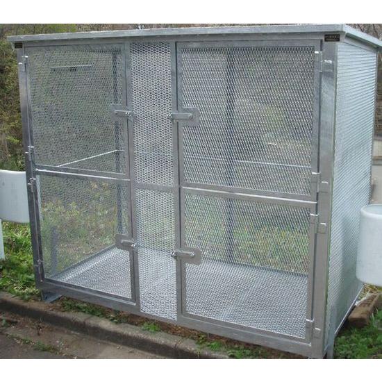 堀井鉄工 スチール製メッシュ大型ゴミステーションAX-ZO1屋根付き