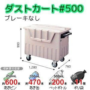 セキスイ ダストカート＃５００ブレーキなし＜水漏れの心配がない一体成型＞個人宅名の配達不可・限定地域送料無料