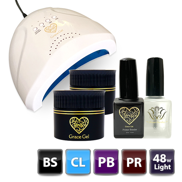 ●ゆうパケット不可● HEMAフリー ベース+クリア+アシッドレスプライマー+プライマーボンダーセット（各15ml）＋48Wライトセット