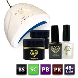 ●ゆうパケット不可● HEMAフリー ベース+スカルプ+アシッドレスプライマー+プライマーボンダーセット（各15ml）＋48Wライトセット