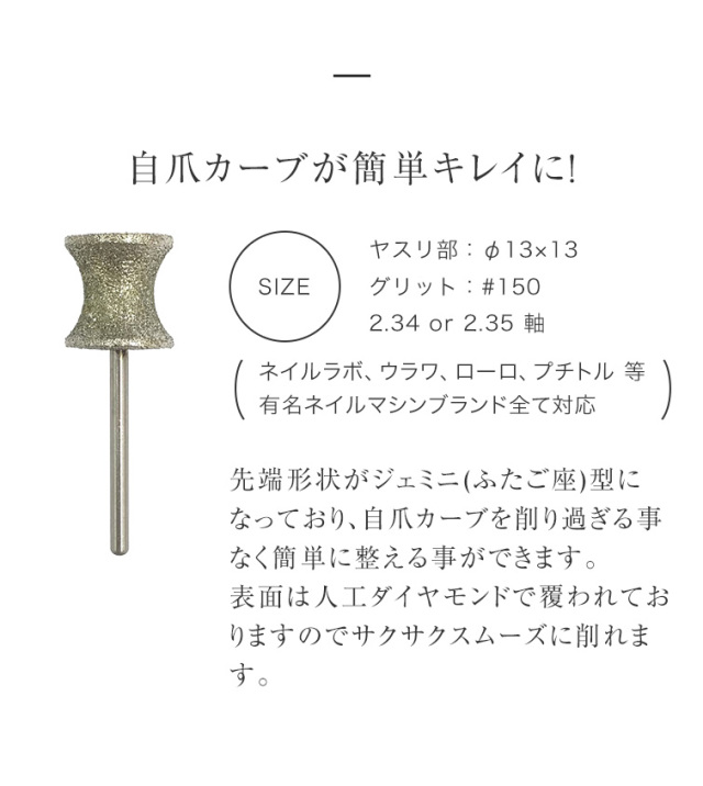 ゆうパケット対象商品 爪ヤスリ ネイルマシン ネイルラボ ウラワ ローロ プチトル スピードル 対応 マシンビット ダイヤモンドビット ジェミニ