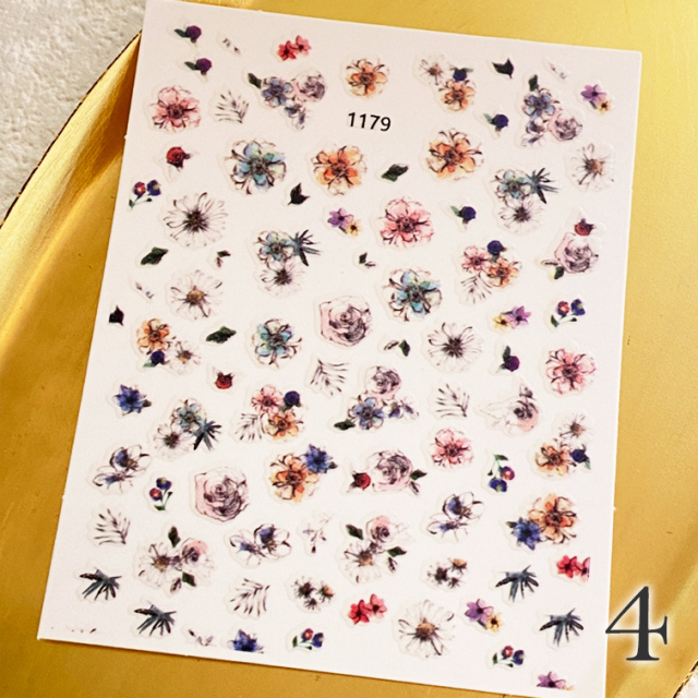 ゆうパケット対象商品 ニュアンスネイル フラワーネイル 花ネイル ネイルシール 水彩ネイル 水彩フラワー 水彩花 サロン仕様ネイルシール ニュアンス フラワーシール 1 8