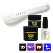 ●ゆうパケット不可● HEMAフリー プレミアムアシッドレスプライマー&グレースジェルベース&ワイプレストップセット（各15ml）＋ハンディライトセット