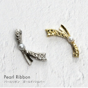 【ゆうパケット対象商品】ネイルパーツ パールリボン ダイヤモンドストーン クリスタルストーン パールリボン 5個